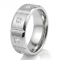 Herren Edelstahl CZ Ring Breiter Bandring Geometrischer Quadratischer Zirkon Statement-Ring für Männer Modeschmuck