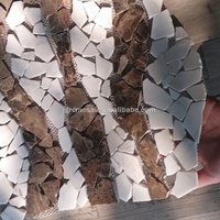 Carrelages de sol en pierre libre pour intérieur et extérieur d'hôtel Pierre concassée Cailloux gris cendré Mosaïque en pierre de marbre brun Carrelage mosaïque en gravier