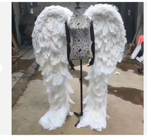 Ailes d'ange en plumes d'autruche |   Accessoires de photographie de mariage et de spectacle |   Tenue de cosplay et de soirée pour Halloween - Product Image 2