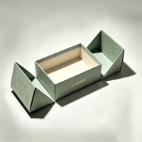 Boîte cadeau rigide à double ouverture en papier, avec logo personnalisé, motif feuille gaufré à l'or, emballage vide pour cadeaux de fêtes