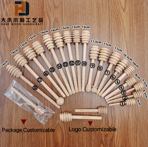 Commercio all'ingrosso di legno bastoncini di miele su misura in legno mestoli bastoncini per mescolare il miele vasetto dispensano miele pioviggine - Product Image 6