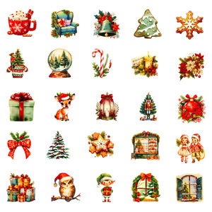 50 Pezzi Adesivi a Tema Radice di <span class=keywords><strong>Albero</strong></span> di <span class=keywords><strong>Natale</strong></span>, Etichette in Vinile Impermeabili per Decorazione di Regali, Tazze, Laptop - Product Image 4