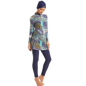 Robe <span class=keywords><strong>de</strong></span> <span class=keywords><strong>bain</strong></span> islamique modeste à 3 pièces tendance pour femmes et jeunes filles, couvrant entièrement le corps, manches longues, pantalon, <span class=keywords><strong>bonnet</strong></span> imprimé, maillots <span class=keywords><strong>de</strong></span> <span class=keywords><strong>bain</strong></span> musulmans pour femmes - Product Image 4