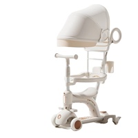 Trottinette multifonctionnelle 6 en 1 pour bébé, poussette avec auvent solaire, musique légère, roues rotatives à 360°, guidon réglable, pour enfant de 1 à 6 ans