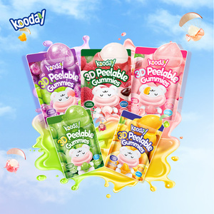 Gomitas 3D Pelables con Sabor Natural a Frutas: Melocotón, Uva Verde, Lichi, Mango, Uva. Caramelos Masticables, Elásticos, Suaves, Dulces y Jugosos. Snack Casual. - Product Image 1