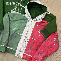 Sweat à capuche zippé réversible personnalisé pour homme, broderie gothique, imprimé éclaboussures, double usage, streetwear, 100% coton