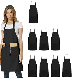 Black Bib Apron with Pockets Polyester Reusable Classic Cooking Apron Machine Washable Daily Use - Product Image 1