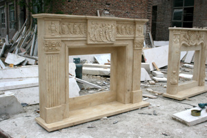 Villa européenne Hôtel Intérieur Maison Déco Pierre Naturelle Beige Marbre Cheminée Cheminée Surround avec Sculpture Complexe - Product Image 5