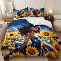 Ensemble de housse de couette en polyester haute définition personnalisable moderne imprimé avec une fille hip-hop à bulles de rivière étoilée violette