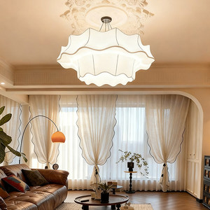 New Chinese <b>Style</b> Fabric Chandelier 60cm 80cm 100cm 120cm Led Light Round White Single <b>Head</b> For Living Room Restaurant Hotel - Product Image 4