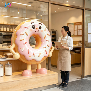 Statua Mascotte Ciambella in Fibra <span class=keywords><strong>di</strong></span> Vetro a Grandezza Naturale, Scultura <span class=keywords><strong>di</strong></span> Personaggio Dolce, Ornamenti Moderni per Interni a Tema Alimentare - Product Image 5