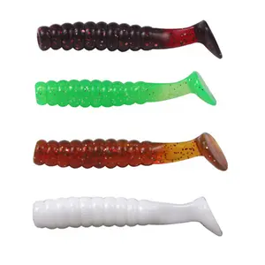 Ribbed body paddle T-Tail Crappie Lures, Plastic Soft Fishing Lures for Crappie Trout Bass Walleye Minnow Shad Swimbait B10
