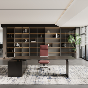 โต๊ะทำงานผู้บริหารรูปตัวแอลขนาดใหญ่ ทำจากไม้  แบบกำหนดเองได้ สำหรับผู้บริหารระดับสูง ซีอีโอ สำนักงานเชิงพาณิชย์ เฟอร์นิเจอร์สำนักงาน - Product Image 3