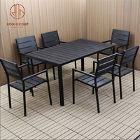 Chaises modernes pour café, boutique, jardin, chaises imperméables en métal, accoudoir en fonte d'aluminium noir, meubles de patio pour l'intérieur et l'extérieur