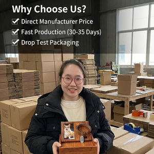 Boîte commémorative personnalisée en bois pour animaux de compagnie avec cadre photo et support de collier, vente en gros, cadeau souvenir pour cendres de chien et chat, directement de l'usine - Product Image 4