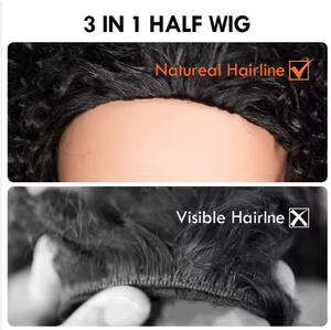 Media Peluca Rizada Birmana sin Pegamento, Fácil de Usar, Rizos Voluminosos, 3 en 1, con Cordón Ajustable para Mujer, Cabello <span class=keywords><strong>Humano</strong></span> Virgen Brasileño Natural - Product Image 3
