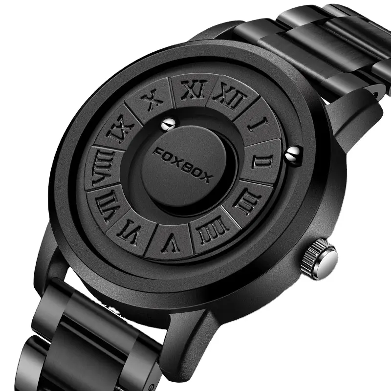 FOXBOX FB0047 Concepto de moda Nuevo reloj de cuarzo para hombres Puntero creativo Relojes magnéticos impermeables Relogio Masculino