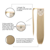 Extensions de Cheveux Synthétiques à Queue de Cheval Pré-Liées Longues et Lisses en Fibre Haute Température pour Femmes Noires – Vente en Gros
