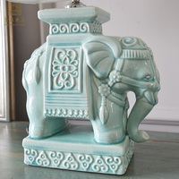 En gros rétro de luxe antique décoration de la maison éléphant lampe de table en céramique pour salon