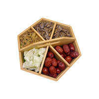 Boîte de rangement rotative à 360 degrés en bambou pour collations avec poignée et 6 compartiments pour le rangement sur le comptoir