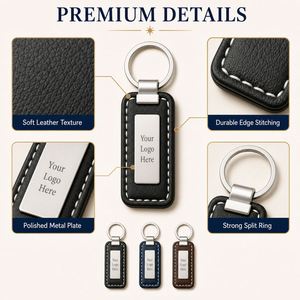Porte-clés personnalisé en cuir véritable avec plaque logo métallique, cadeau d'affaires en cuir de vachette, porte-clés de voiture, vente en gros, faible MOQ - Product Image 3
