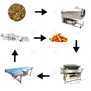 Équipement de lavage et de pelage continu automatique motorisé pour légumes et fruits, destiné aux usines ou lignes de transformation alimentaire - Product Image 4