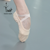 Vente en gros de chaussures de danse à enfiler chaussures de danse à enfiler en toile souple chaussures plates de ballet pour femmes adultes
