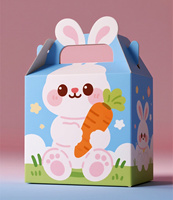 Boîtes cadeaux personnalisées imprimées avec des animaux mignons, boîtes en papier portables de couleur pastel avec poignée pour les cadeaux de fête et l'emballage de cadeaux