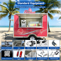 Remorque mobile rose pour la vente de glaces, smoothies, desserts, et granités – Camion de restauration commercial personnalisé à vendre aux États-Unis