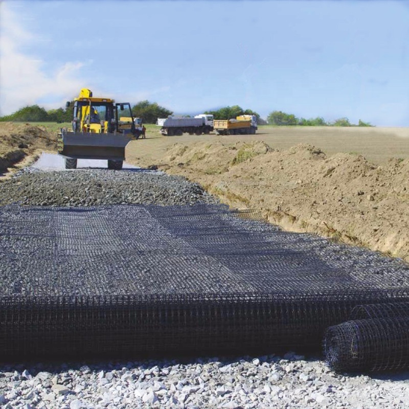 Warp-Knitted Polyester PET Biaxial Geogrids for Roadbed Slope Protection Retaining Wall Driveway Reinforcement Construction