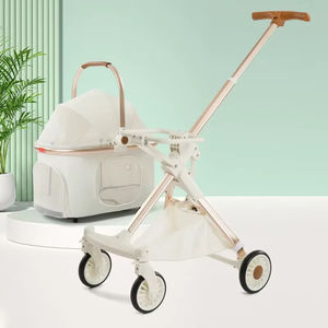 Adjustable Fabric Detachable Carrier Luxury <b>Foldable</b> 4-Wheel Belt Closure Pet Stroller for Cats Dogs & Small Animals - Product Image 4