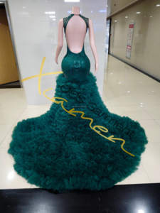 Abiti da <span class=keywords><strong>Sposa</strong></span> Ocstrade di Alta Qualità, Lussuosi Vestiti a Sirena con Strascico Lungo <span class=keywords><strong>in</strong></span> Tulle e Strass Verdi per Donne e Spose - Product Image 6