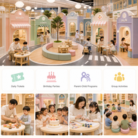 Mini-ville commerciale de jeu de rôle avec route incurvée et sièges, conforme aux normes d'exportation, pour opérateurs FEC