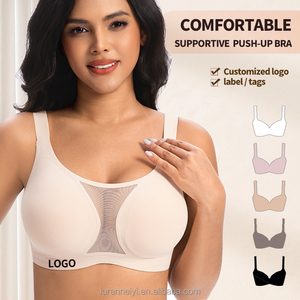 OEM ODM Mesh Lace Neck Solid Bra Women's Seamless Wireless Bralette Nylon Material Summer Breathable Bra