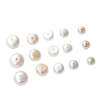 Perles de culture d'eau douce naturelles Aurora rose et blanches, demi-percées, plates et rondes, 5-10 mm, en vrac, pour la fabrication de bijoux, vente en gros