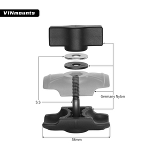 Support de téléphone pour moto en nylon renforcé VINmounts, bras court de 6 cm, compatible avec le support de téléphone portable à boule de taille B VIN-B-6 - Product Image 3