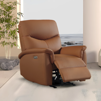 Fauteuil inclinable électrique de luxe en cuir véritable marron, prêt à être expédié, prix d'usine