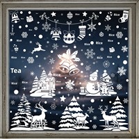Décorations de Noël : Autocollants électrostatiques en PVC style américain pour fenêtres, motifs Élan, Flocons de neige, Clochettes, Traîneau et Père Noël, pour une ambiance festive.