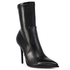 Solid Sexy Side Zipper Slim Heels Women Pointy Toe Ankle <b>Boots</b> High-Heeled Stiletto Shoes Stretchy Short - Product Image 4