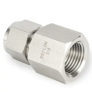 Compression Instrumentation Tube Fittings 1/4 inch Tube x 1/4 inch 316 6000psi Swagelok NPT Twin Ferrule Female Connector