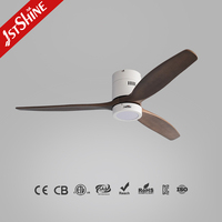 Ventilateur de plafond moderne professionnel 1stshine avec lumière, pales en bois massif encastrées, excellent vendeur, directement de l'usine, pour la décoration intérieure