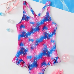 <span class=keywords><strong>Maillot</strong></span> <span class=keywords><strong>de</strong></span> <span class=keywords><strong>bain</strong></span> une pièce pour filles, imprimé galaxie, ourlet à volants, extensible et doux, pour tout-petits, vêtements <span class=keywords><strong>de</strong></span> plage, pour fête à la piscine, été - Product Image 3