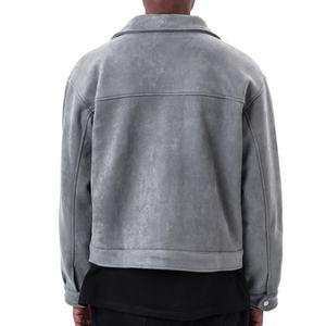 Chaqueta de Gamuza para Hombre al por Mayor, Estilo Básico Vintage, Unisex, Cierre de Cremallera, Color Sólido, con Cuello Vuelto - Product Image 3