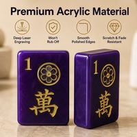 Mahjong américain 160 tuiles en acrylique gravé or massif 4 couches, violet royal, personnalisable, MOQ 50 ensembles, OEM, pour cadeaux haut de gamme
