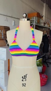 Nouveau Soutien-gorge Kandi perlé arc-en-ciel à motifs pour femmes et enfants, idéal pour les photos de bikini Kandi, les tenues de festival <span class=keywords><strong>Burning</strong></span> <span class=keywords><strong>Man</strong></span> et les tenues Pride - Product Image 6