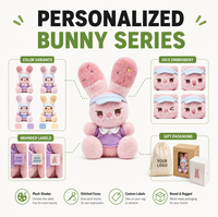 Peluche Lapin Crème Glacée Rose Personnalisée en Coton PP et Polyester Brodé, Tissu Ultra Doux Anti-Stress, Vente Directe Usine OEM ODM