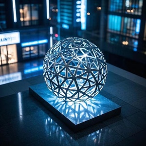 Scultura in Acciaio Inox LED Personalizzata per Esterni, Grande Opera d'Arte Astratta in Metallo, Stile Americano, Colore Personalizzabile - Product Image 6