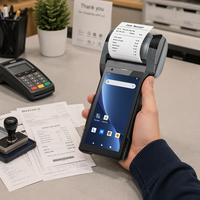 Mesin POS PDA Genggam Android 12 Layar Sentuh dengan Printer Thermal 80mm 4+128GB SIM Scanner WiFi Tersedia