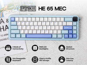Clavier mécanique sans fil EPOMAKER HE65 MEC avec écran LCD intelligent, bouton rotatif, triple mode, fixation Gasket, 65 %, hot-swap, RGB, PBT pour <span class=keywords><strong>Win</strong></span>/Mac - Product Image 3