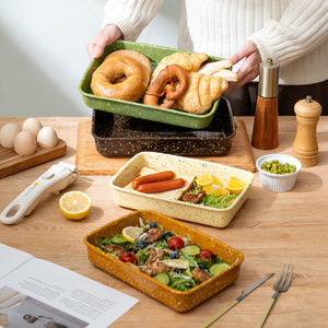 Plats de cuisson rectangulaires pour four, plaque de cuisson en céramique sans poignée, plat <span class=keywords><strong>à</strong></span> pâtisserie profond - Product Image 5